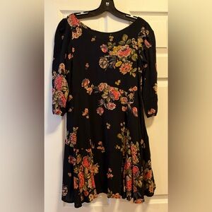 Free People size Small Black Dress with Floral Design